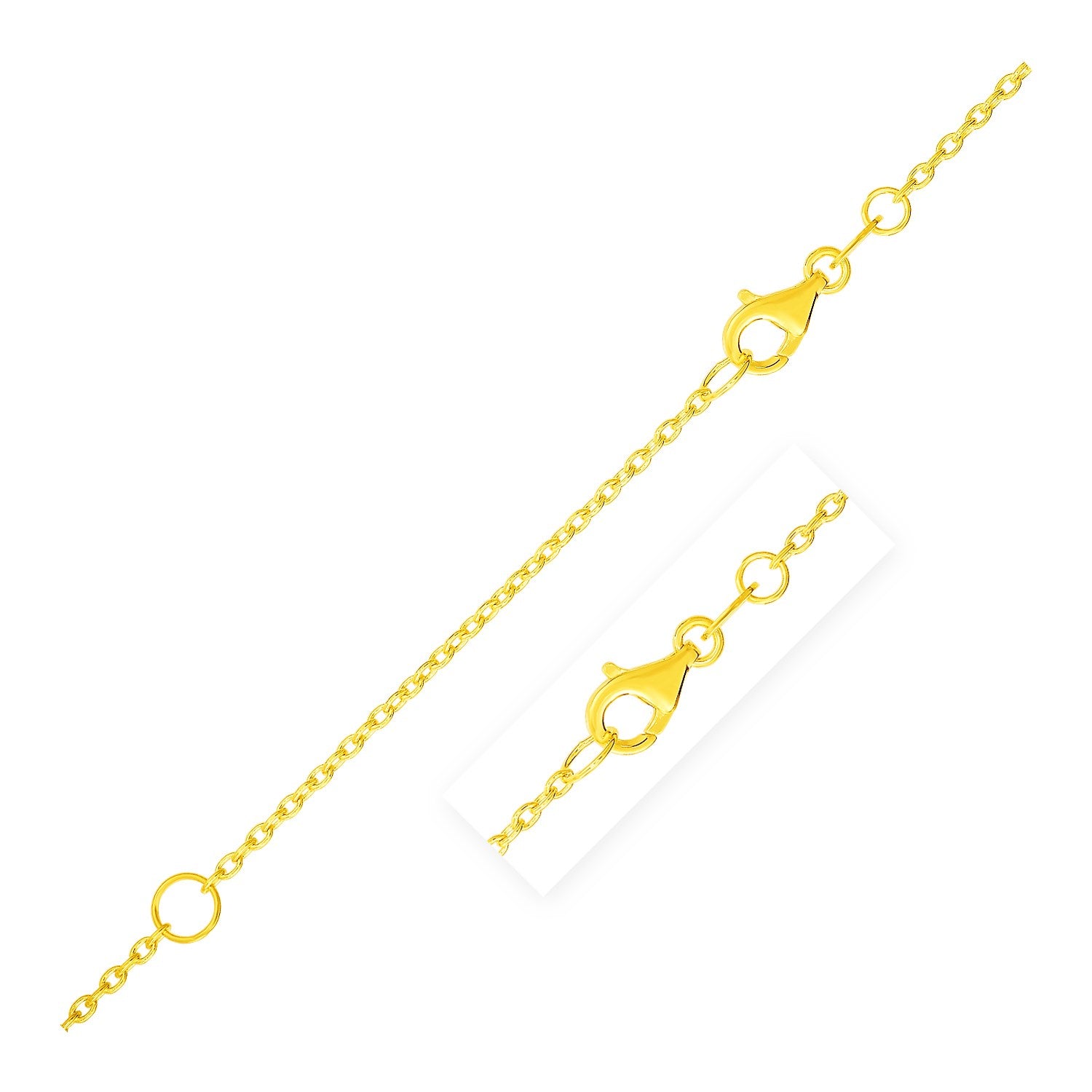 Extendable Cable Chain in 14k Yellow Gold (1.20 mm) in a sleek high-contrast midnight luxury editorial style